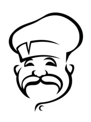 Happy chef with a droopy moustache