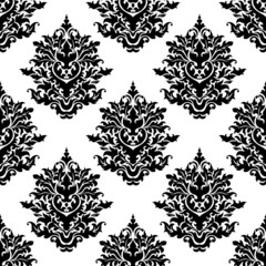 Ornate seamless pattern with  foliate arabesque motifs