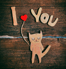 valentines day card with paper cat in love © Ivan Kruk