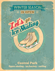 Iсe skating retro sport poster
