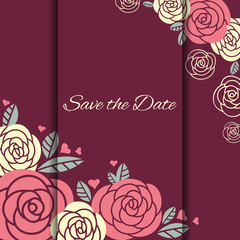 Elegant wedding card with roses