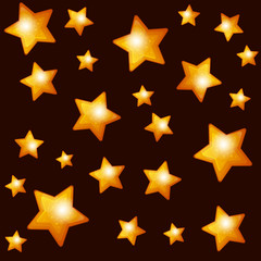 Seamless Pattern with Gold Stars on Dark Background.