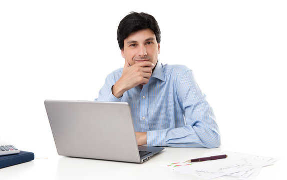 Businessman with laptop computer