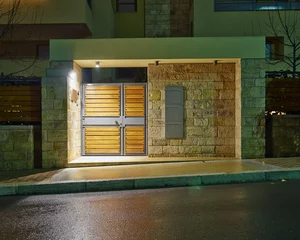 Foto op Canvas Contemporary house entrance night view, Athens  Greece © Dimitrios