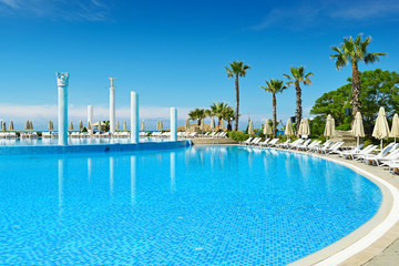 Outdoor swimming pool on the beach
