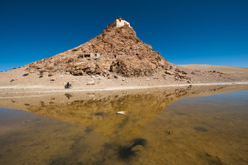 Reflection of Chiu Gompa Monastery, Tibet