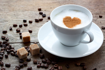 cup of coffee with a heart of cinnamon