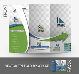 Fototapeta premium Travel Tri-Fold Mock up & Front Brochure Design.