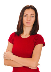 Fototapeta premium portrait of young woman on white background