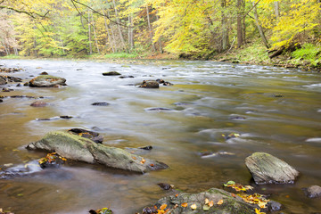 Metuje river in autumn, Czech Republic