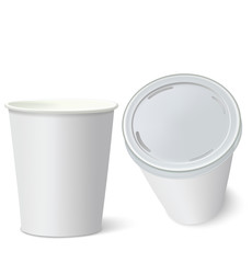 White Paper Cups isolated on white. Vector illustration