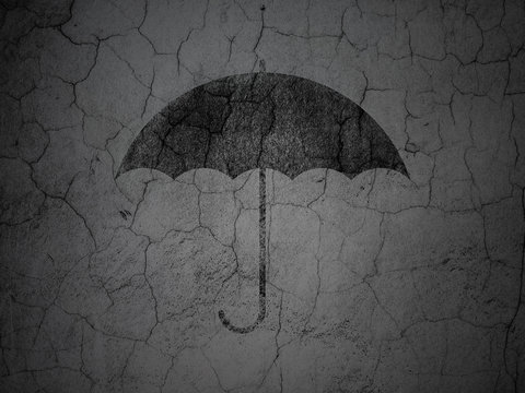 Privacy concept: Umbrella on grunge wall background