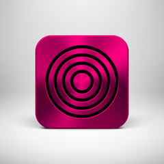 Magenta Abstract App Icon Template with Metal Texture