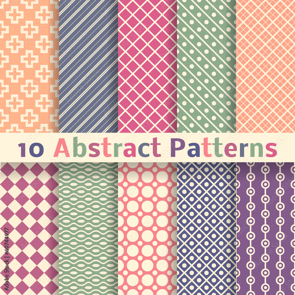 Wall mural retro abstract vector seamless patterns (tiling).