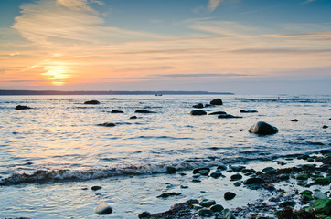 Fototapeta na wymiar Coast of the Baltic Sea at sunset