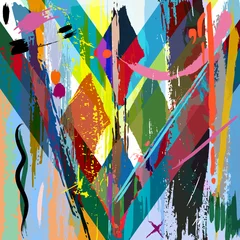 Tuinposter abstract background, with strokes, splashes and geometric lines © Kirsten Hinte