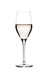 Glass of Sparkling Champagne isolated on White