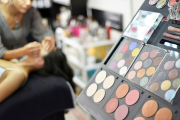 Makeup palette during the makeup session