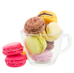 cup  of coloful macaroons