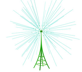 digital transmitter sends signals from high tower