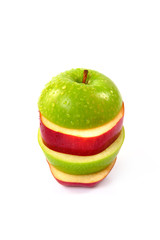 Red and green sliced apple