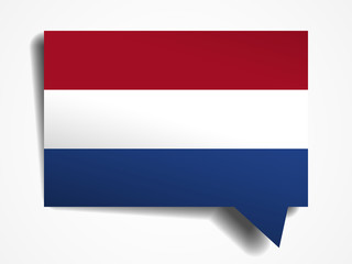 Netherlands flag paper 3d realistic speech bubble on white