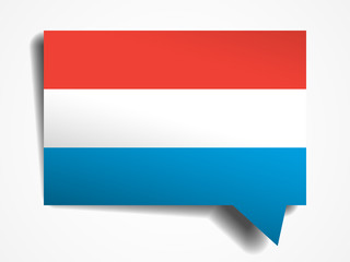 Luxembourg flag paper 3d realistic speech bubble on white