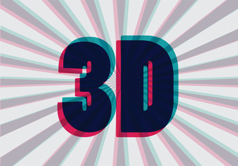 3D symbol with chromatic aberration, vector