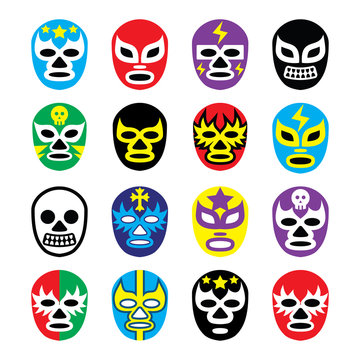 Lucha libre mexican wrestling masks icons