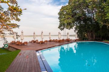 Swimming pool in a tropical hotel