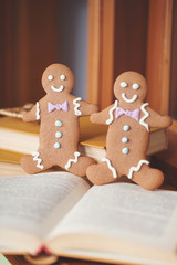 Smiling gingerbread man with additional cookies
