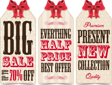 Sale tags with bow