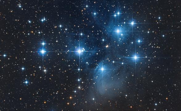 Asterisma delle Pleiadi nel cielo notturno
