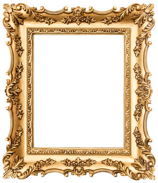 vintage golden picture frame isolated on white