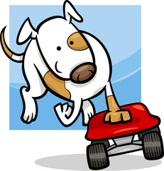 dog on skateboard cartoon illustration