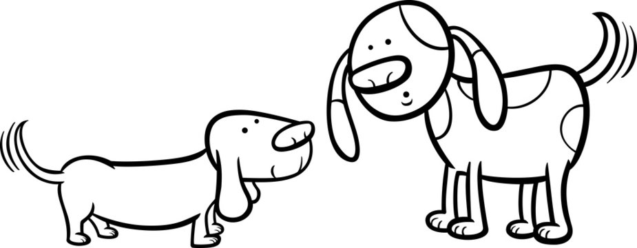 Dogs Wagging Tails Coloring Page