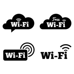 Wifi icons. Wifi symbols. Wireless cloud icons.