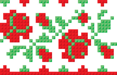 Seamless pattern with a sample of Ukrainian Embroidery