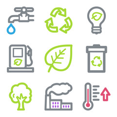 Ecology web icons, color line contour series