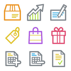 Shopping web icons, color line contour series
