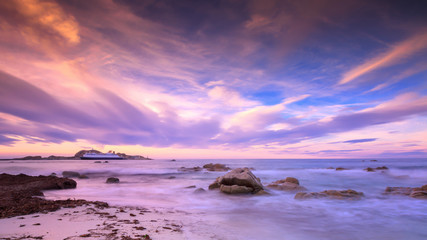 Ile Rousse harbour in Corsica at dusk