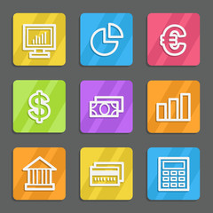 Finance web icons set 1, color flat buttons
