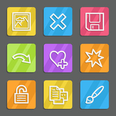 Image viewer web icons set 2, color flat buttons
