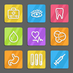 Medicine web icons set 1, color flat buttons