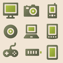 Electronics web icons vintage color series