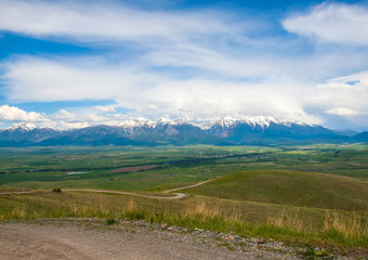 Mountain and Valley View from the Natl Bison Refuge MT USA