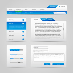 Web UI Controls Elements Gray And Blue On Light Background 4