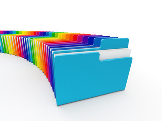 3d colorful folders on white background