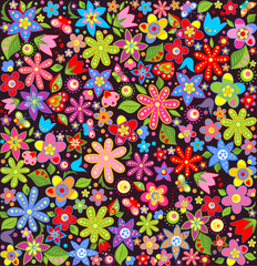 Bright wallpaper with summer flowers