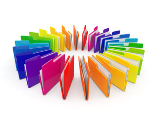 3d colorful folders on white background